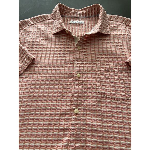 TOMMY BAHAMA Geovanni Geo Pink 100% Silk Camp Shirt sz XL - Picture 6 of 10